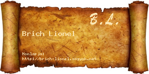 Brich Lionel névjegykártya